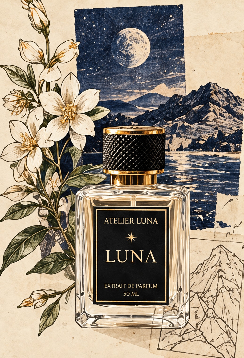 Composition illustrée de l’univers Luna, Atelier Luna